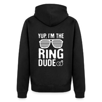 Ja, Ich Bin Der Ring-typ - Unisex Premium Bio Zip Hoodie - Schwarz - Hinten - Nico (187cm)