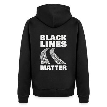 Black Lines Matter Für Alle Muscle-car-liebhaber - Unisex Premium Bio Zip Hoodie - Schwarz - Hinten - Nico (187cm)