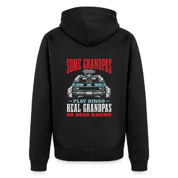 Einige Großväter Spielen Bingo. Echte Großväter - Unisex Premium Bio Zip Hoodie - Schwarz - Hinten - Nico (187cm)