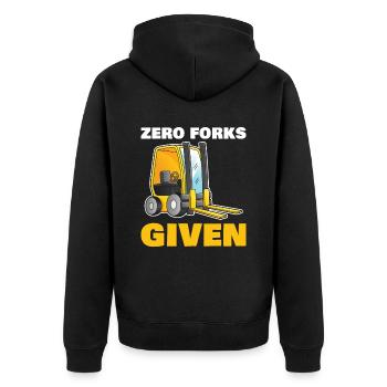 Zero Forks For All Construction Workers - Unisex Premium Organic Zip Hoodie - black - Back - Nico (187cm)