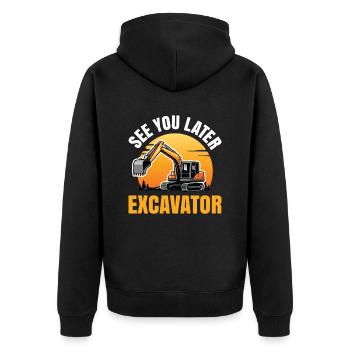 Bis Später Bagger Für Alle Bauwagen-fans - Unisex Premium Bio Zip Hoodie - Schwarz - Hinten - Nico (187cm)