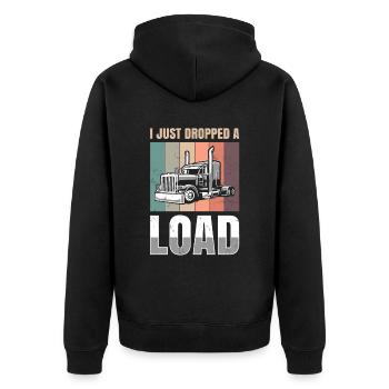 Ich Habe Gerade Eine Ladung Für Alle Trucker - Unisex Premium Bio Zip Hoodie - Schwarz - Hinten - Nico (187cm)