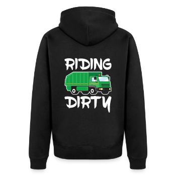 Reiten Schmutzige Lustige Müllwagen-designs - Unisex Premium Bio Zip Hoodie - Schwarz - Hinten - Nico (187cm)