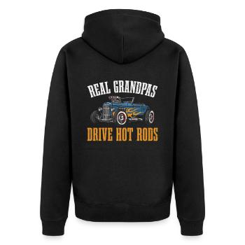 Echte Opas Fahren Hot Rods - Unisex Premium Bio Zip Hoodie - Schwarz - Hinten - Nico (187cm)