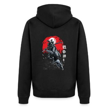 Japanese Samurai Ninja Fighter For Japan Fans - Unisex Premium Organic Zip Hoodie - black - Back - Nico (187cm)