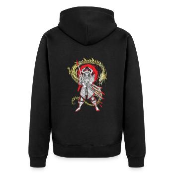 Japanese Samurai Ninja Fighter For Japan Fans - Unisex Premium Organic Zip Hoodie - black - Back - Nico (187cm)
