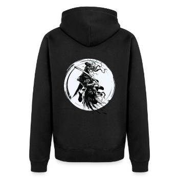 Japanese Samurai Ninja Fighter For Japan Fans - Unisex Premium Organic Zip Hoodie - black - Back - Nico (187cm)