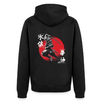 Japanese Samurai Ninja Fighter For Japan Fans - Unisex Premium Organic Zip Hoodie - black - Back - Nico (187cm)