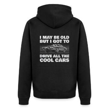 I may be old, but I have to do all the cool - Unisex Premium Organic Zip Hoodie - black - Back - Nico (187cm)