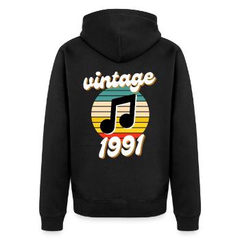 né millésime année 1991 idée cadeau années 90 - Veste à capuche bio Premium Unisexe - noir - Dos - Nico (187cm)