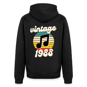 né millésime année 1988 idée cadeau années 80 - Veste à capuche bio Premium Unisexe - noir - Dos - Nico (187cm)