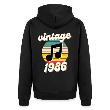 né millésime année 1986 idée cadeau années 80 - Veste à capuche bio Premium Unisexe - noir - Dos - Nico (187cm)