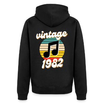 né millésime année 1982 idée cadeau années 80 - Veste à capuche bio Premium Unisexe - noir - Dos - Nico (187cm)