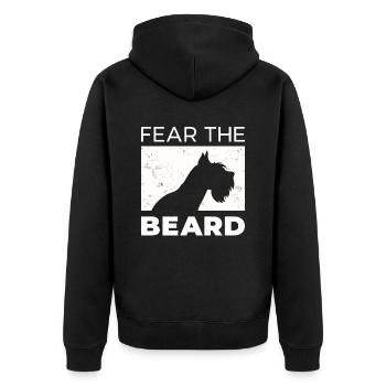 Funny Fear The Beard Dog Motif - Unisex Premium Organic Zip Hoodie - black - Back - Nico (187cm)