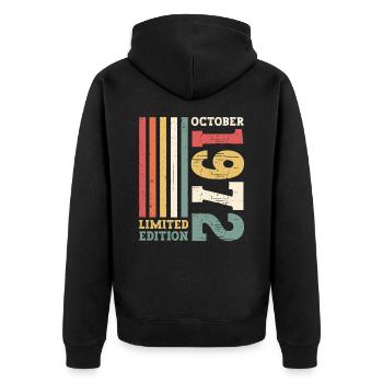 Octobre Né 1972 50e anniversaire Cadeau Cool - Veste à capuche bio Premium Unisexe - noir - Dos - Nico (187cm)