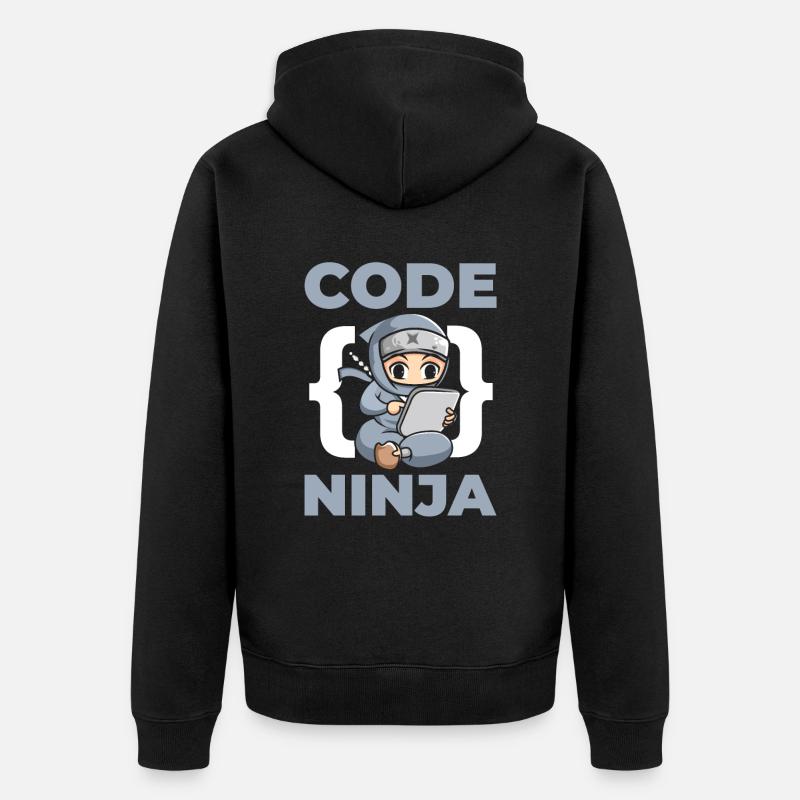 Code Ninja Für Computerfans - Unisex Premium Bio Zip Hoodie - Schwarz