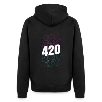 Lustiges 420-design Für Computerfreaks - Unisex Premium Bio Zip Hoodie - Schwarz - Hinten - Nico (187cm)