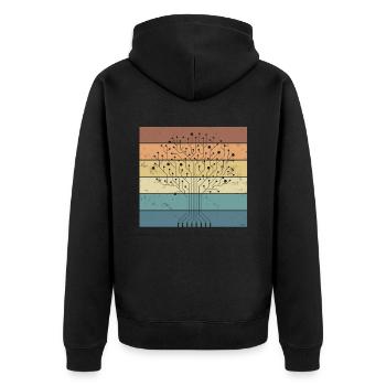 Lustiger Vintage Computerbaum Für Alle Tech-fans - Unisex Premium Bio Zip Hoodie - Schwarz - Hinten - Nico (187cm)
