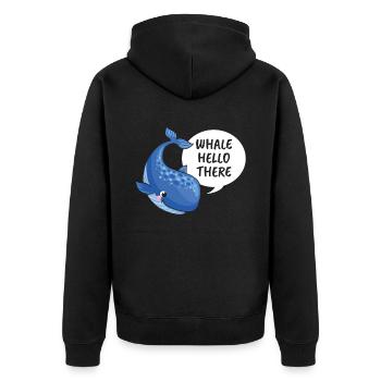 Whale Hallo Dort Für Alle Whale Lover Und - Unisex Premium Bio Zip Hoodie - Schwarz - Hinten - Nico (187cm)