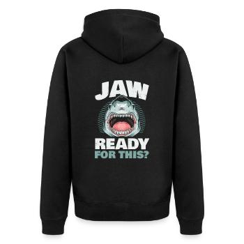 Jaw Bereit Dafür? Für Alle Hai-liebhaber - Unisex Premium Bio Zip Hoodie - Schwarz - Hinten - Nico (187cm)