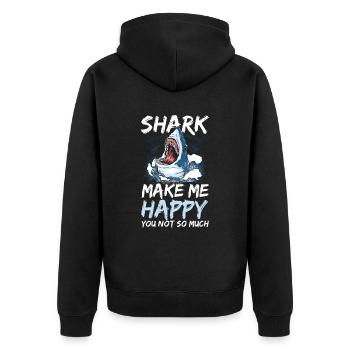 Shark Me Happy Not so much for all shark lovers - Unisex Premium Organic Zip Hoodie - black - Back - Nico (187cm)