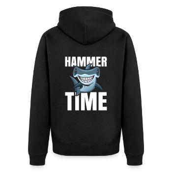 Hammerzeit Für Alle Hailiebhaber - Unisex Premium Bio Zip Hoodie - Schwarz - Hinten - Nico (187cm)