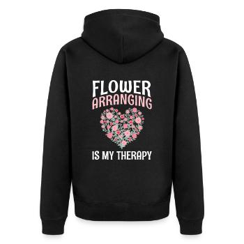 Binding flowers Is My Therapy - Unisex Premium Organic Zip Hoodie - black - Back - Nico (187cm)