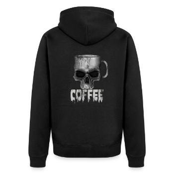 Crâne de café punk heavy metal - Veste à capuche bio Premium Unisexe - noir - Dos - Nico (187cm)
