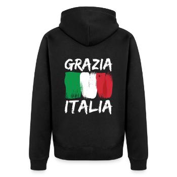 Italien-flaggen-designs Für Alle Stolzen Italiener - Unisex Premium Bio Zip Hoodie - Schwarz - Hinten - Nico (187cm)
