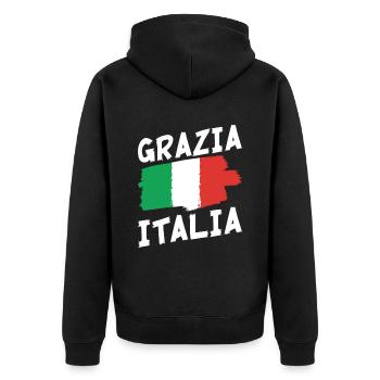 Italien-flaggen-designs Für Alle Stolzen Italiener - Unisex Premium Bio Zip Hoodie - Schwarz - Hinten - Nico (187cm)