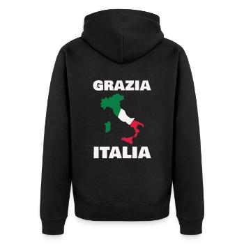Italien-flaggen-designs Für Alle Stolzen Italiener - Unisex Premium Bio Zip Hoodie - Schwarz - Hinten - Nico (187cm)