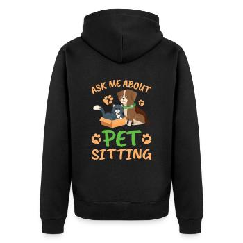 Fragen Sie Mich Nach Haustierbetreuung Für Alle - Unisex Premium Bio Zip Hoodie - Schwarz - Hinten - Nico (187cm)