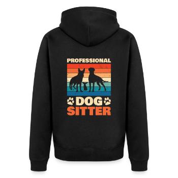 Professioneller Hundesitter Für Hundeliebhaber - Unisex Premium Bio Zip Hoodie - Schwarz - Hinten - Nico (187cm)