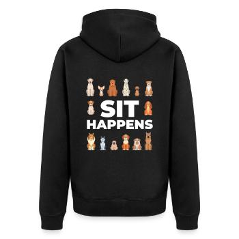 Funny Sit Happens Pet Sitting Design For - Unisex Premium Organic Zip Hoodie - black - Back - Nico (187cm)