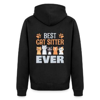 Best cat sitter ever for everyone - Unisex Premium Organic Zip Hoodie - black - Back - Nico (187cm)