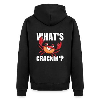 Was Ist Crackin? Für Alle Seafood-fans - Unisex Premium Bio Zip Hoodie - Schwarz - Hinten - Nico (187cm)
