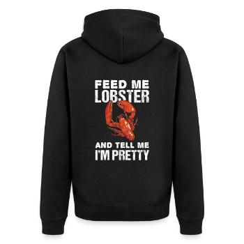 Feed Me With Crustaceans And Tell Me That - Unisex Premium Organic Zip Hoodie - black - Back - Nico (187cm)