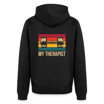My therapist For all weight training fans - Unisex Premium Organic Zip Hoodie - black - Back - Nico (187cm)