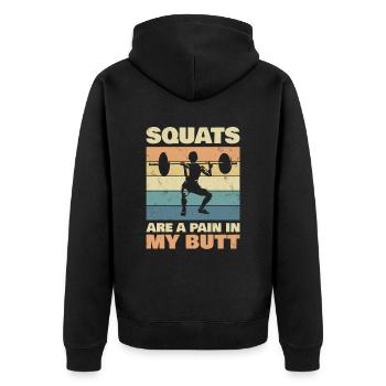 Les squats sont une douleur dans mes fesses pour les culturistes - Veste à capuche bio Premium Unisexe - noir - Dos - Nico (187cm)