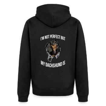 Mein Dackel Ist Perfekt Für Alle Hundebesitzer - Unisex Premium Bio Zip Hoodie - Schwarz - Hinten - Nico (187cm)