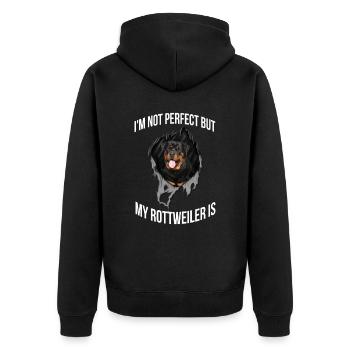 Mein Rottweiler Ist Perfekt Für Alle Hundebesitzer - Unisex Premium Bio Zip Hoodie - Schwarz - Hinten - Nico (187cm)