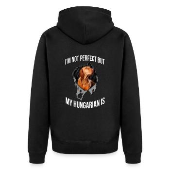 Mein Ungarisch Ist Perfekt Für Alle Hundebesitzer - Unisex Premium Bio Zip Hoodie - Schwarz - Hinten - Nico (187cm)