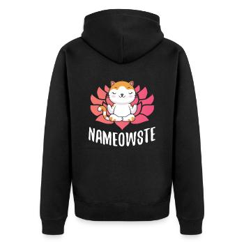 Nameowste Für Genesung Narcotics Yoga Cat Fan - Unisex Premium Bio Zip Hoodie - Schwarz - Hinten - Nico (187cm)