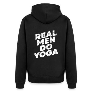 Les vrais hommes font du yoga pour tous les fans de yoga - Veste à capuche bio Premium Unisexe - noir - Dos - Nico (187cm)