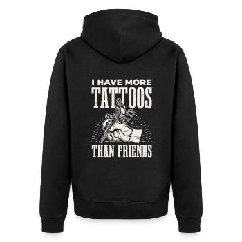 Ich Habe Mehr Tattoos Als Freunde - Unisex Premium Bio Zip Hoodie - Schwarz - Hinten - Nico (187cm)