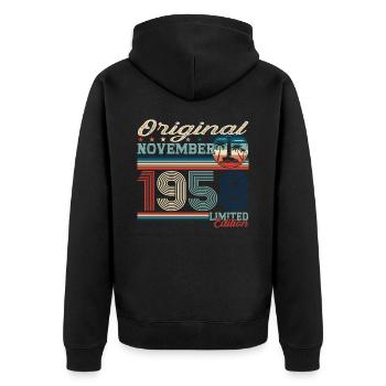 Original November 1958 64th birthday gift - Unisex Premium Organic Zip Hoodie - black - Back - Nico (187cm)