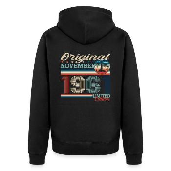 Original November 1961 61st birthday gift - Unisex Premium Organic Zip Hoodie - black - Back - Nico (187cm)