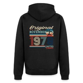 Original November 1978 44th Birthday Gift - Unisex Premium Organic Zip Hoodie - black - Back - Nico (187cm)