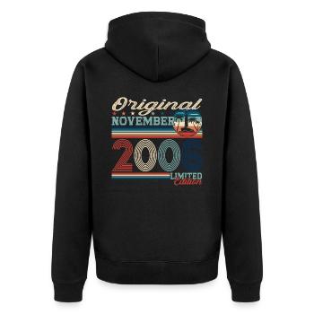 Original November 2006 16th Birthday Gift - Unisex Premium Organic Zip Hoodie - black - Back - Nico (187cm)