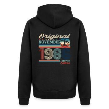 Original novembre 1986 Cadeau du 36e anniversaire - Veste à capuche bio Premium Unisexe - noir - Dos - Nico (187cm)